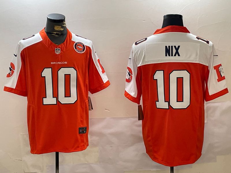 Men Denver Broncos 10 Nix Orange 2024 Nike Limited NFL Jersey style 2
